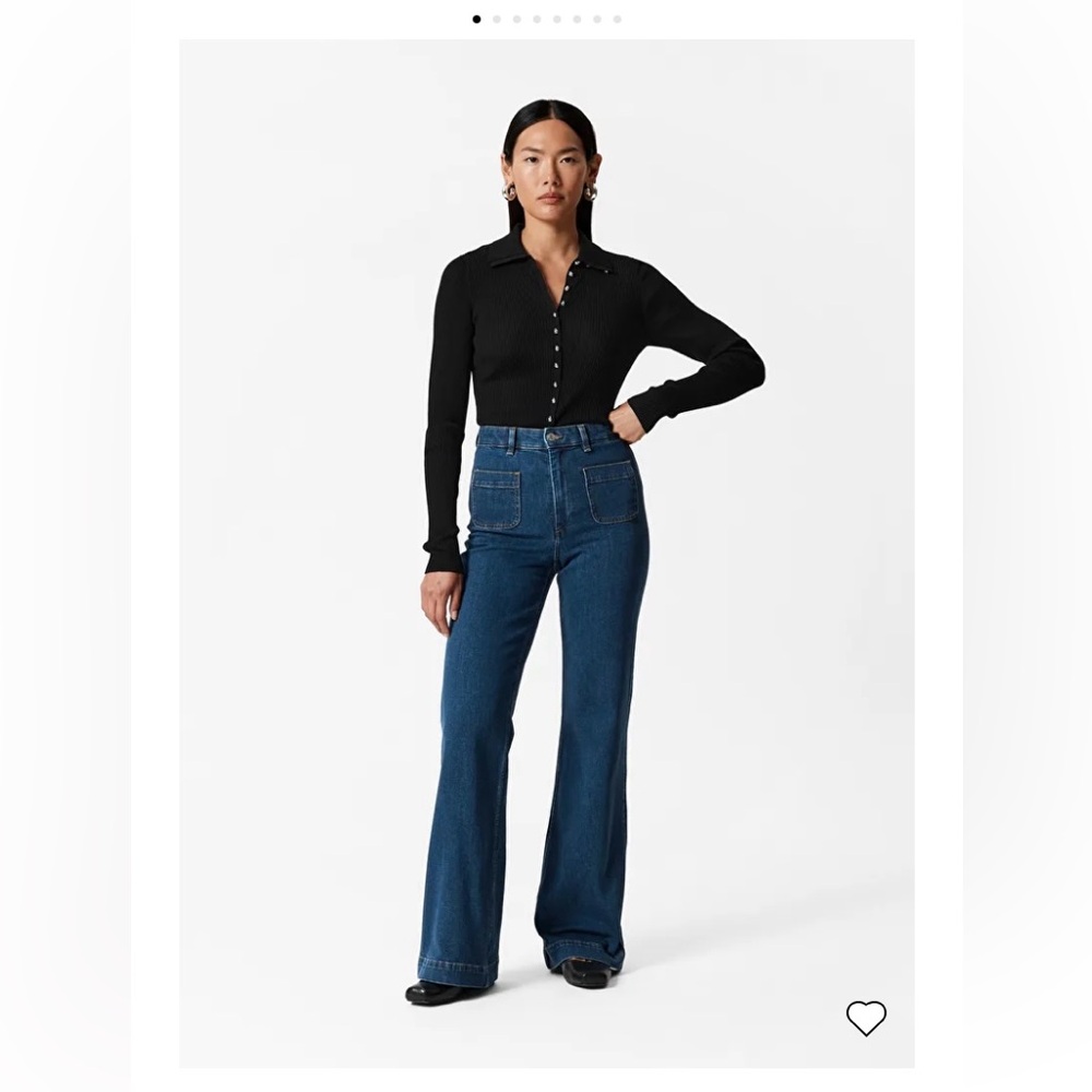 & Other Stories Blue Flare Wide Leg Jeans